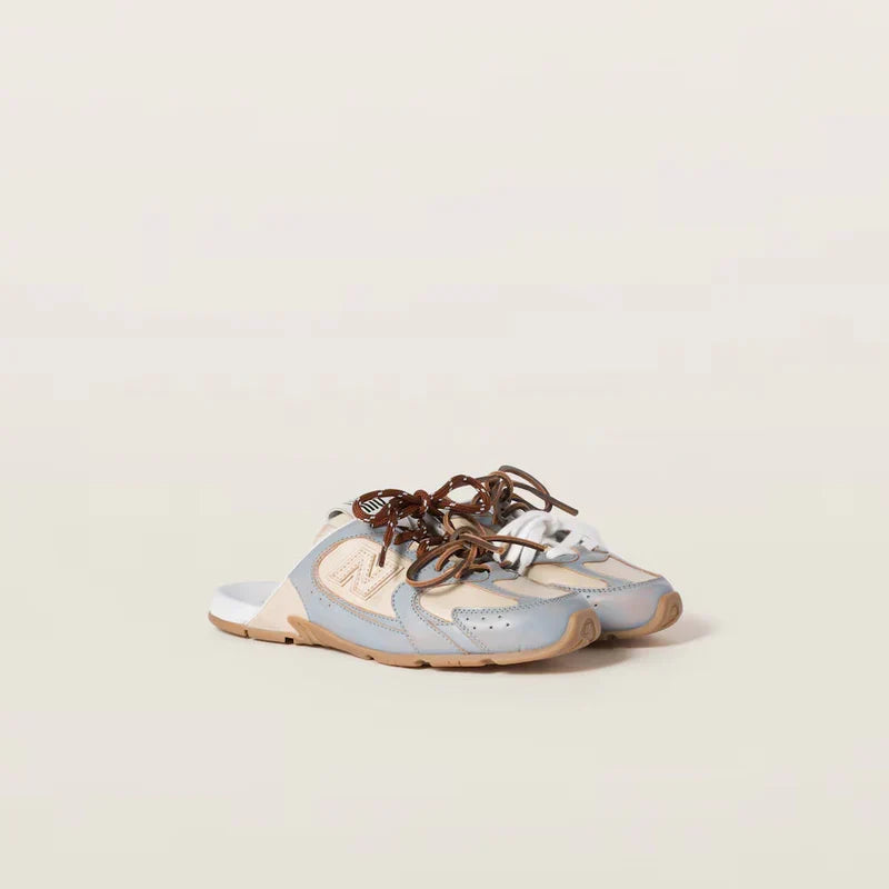 530 SL Mules – Bleached Leather & Gum Sole Sky Blue Travertine Gray Edition Women
