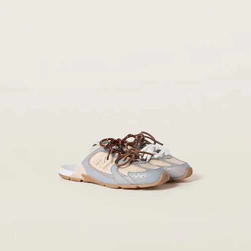 530 SL Mules – Bleached Leather & Gum Sole Sky Blue Travertine Gray Edition Women