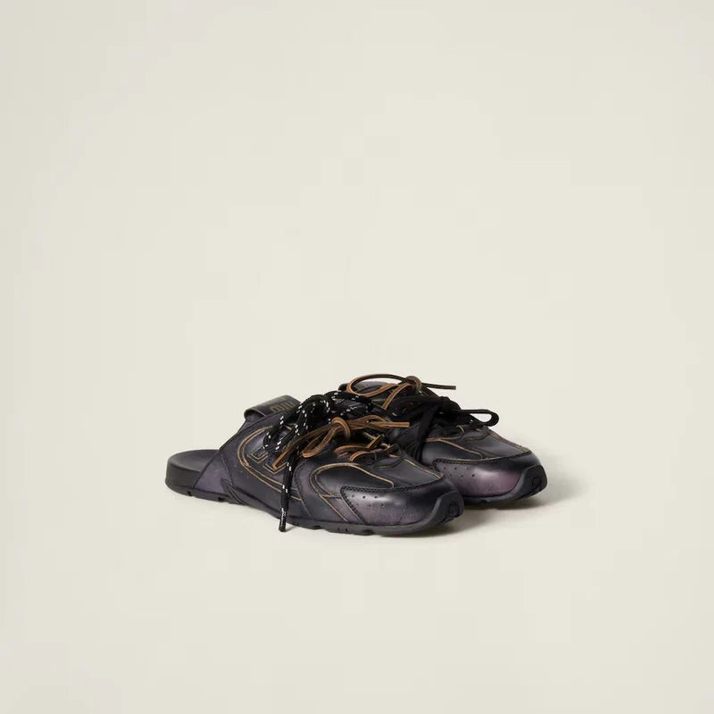 530 SL Mules – Bleached Leather & Gum Sole Black Edition Women