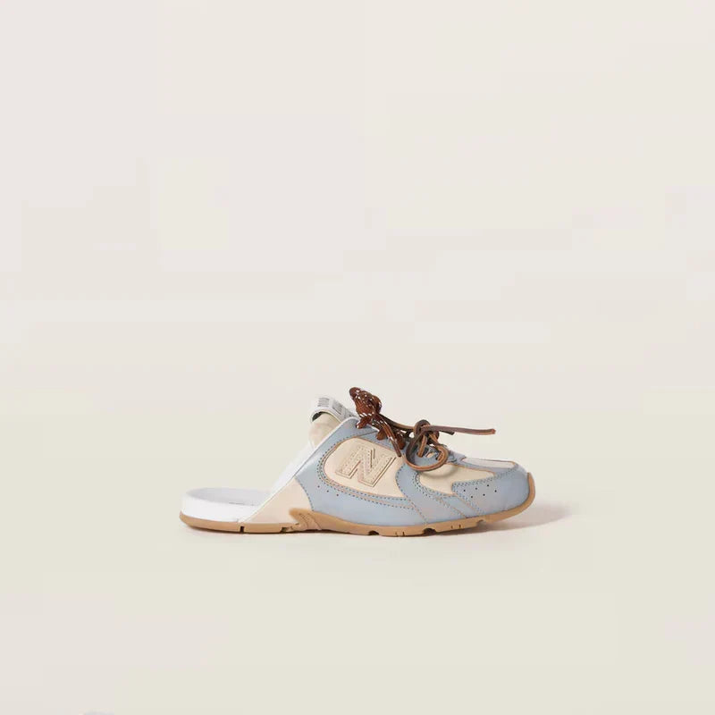 530 SL Mules – Bleached Leather & Gum Sole Sky Blue Travertine Gray Edition Women