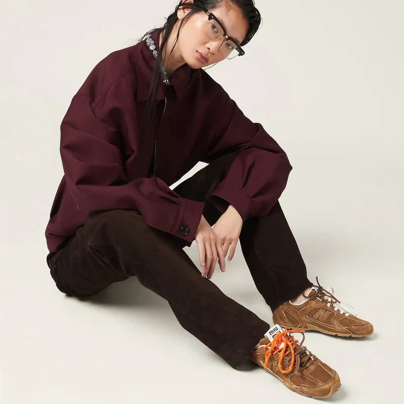 NB (WMNS) x Miu Miu 530 SL Suede and Mesh Sneakers Orange Laces Women